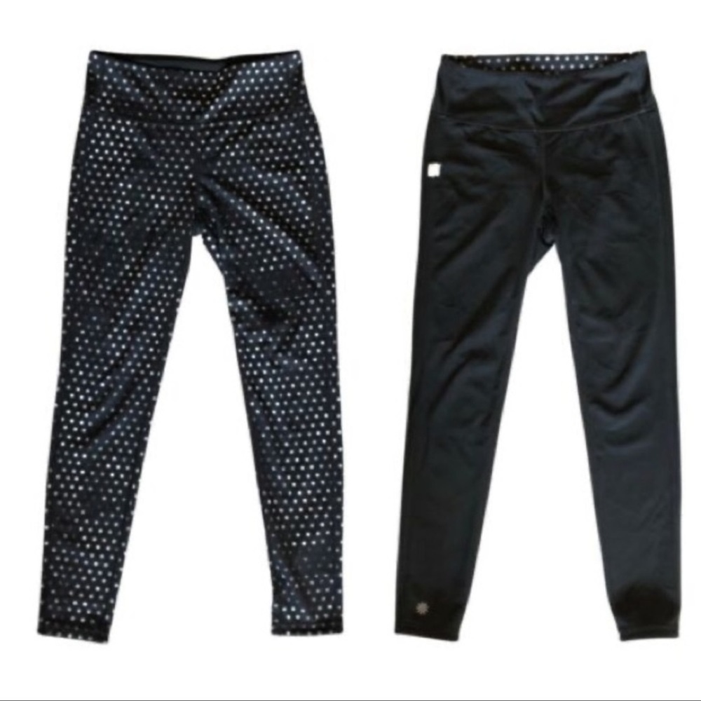 Athleta Crystal Chaturanga Polka Dot Leggings Reversible Black White High Size S